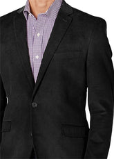 Men's Corduroy Sport Coat Blazer Jacket Black SkinOutfit